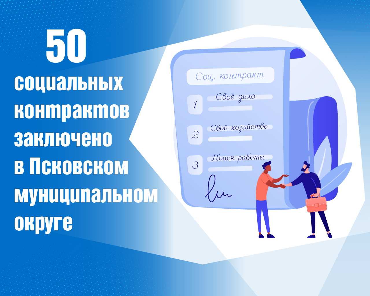 50 социальных контрактов заключено в Псковском МО.