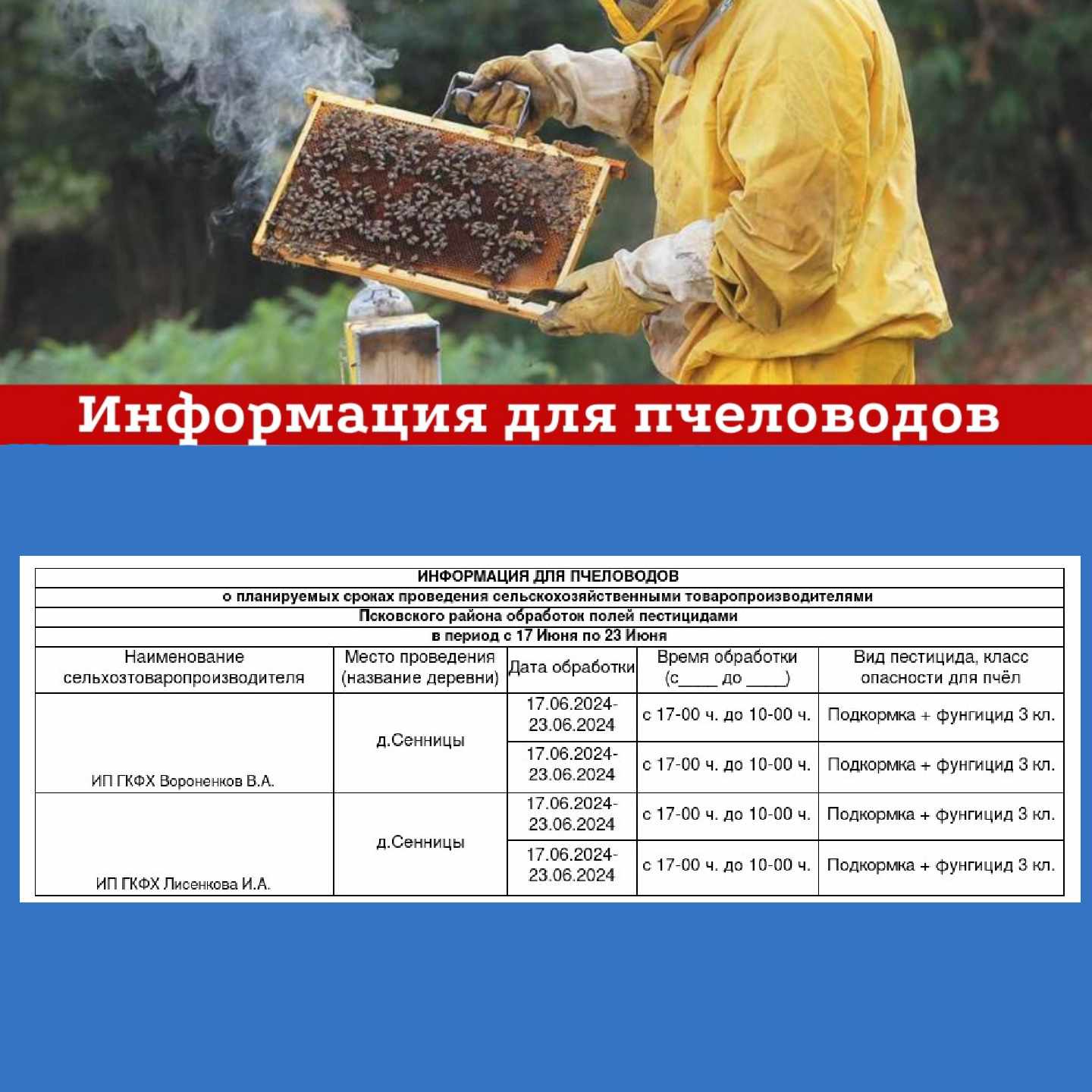 Информация для пчеловодов!.