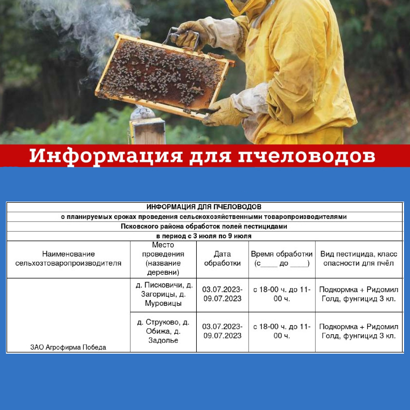 Информация для пчеловодов.